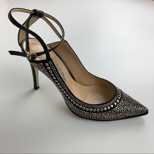 ÉL by BK Black Strappy Heels with Silver Studs